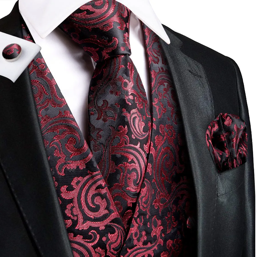 Scarlet & Ebony Paisley Silk Vest Set