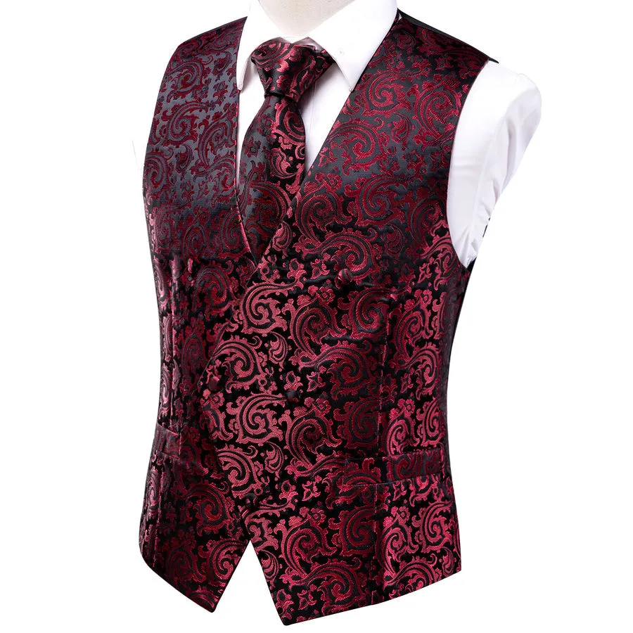 Scarlet & Ebony Paisley Silk Vest Set