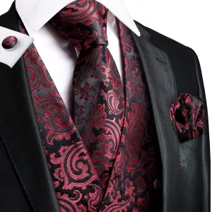 Scarlet & Ebony Paisley Silk Vest Set