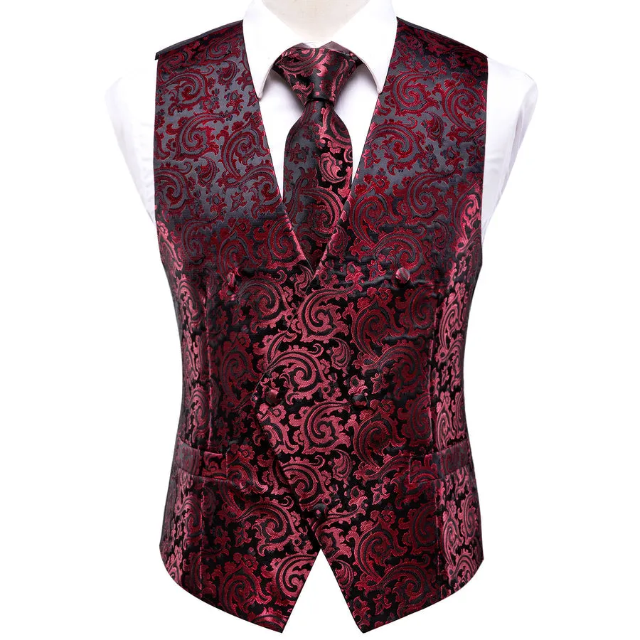 Scarlet & Ebony Paisley Silk Vest Set