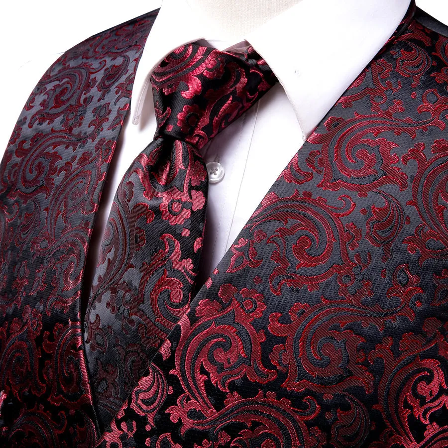 Scarlet & Ebony Paisley Silk Vest Set