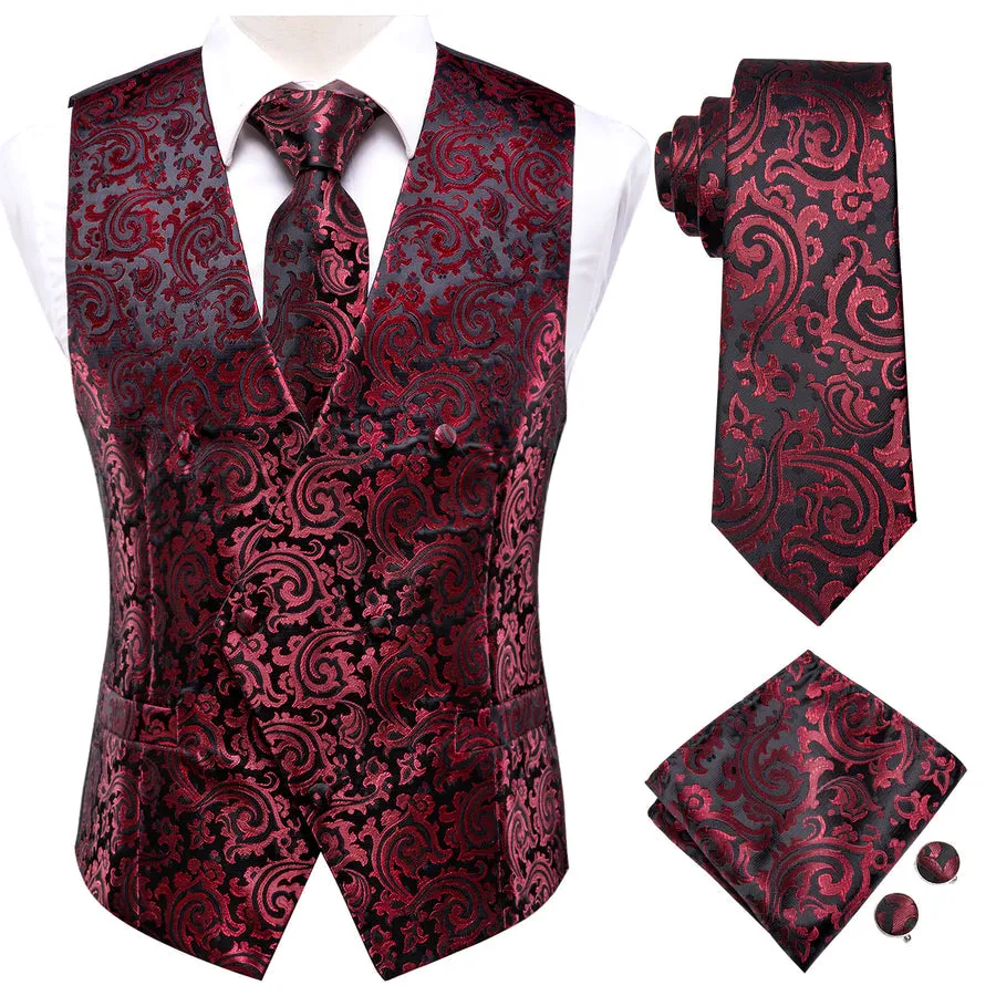 Scarlet & Ebony Paisley Silk Vest Set