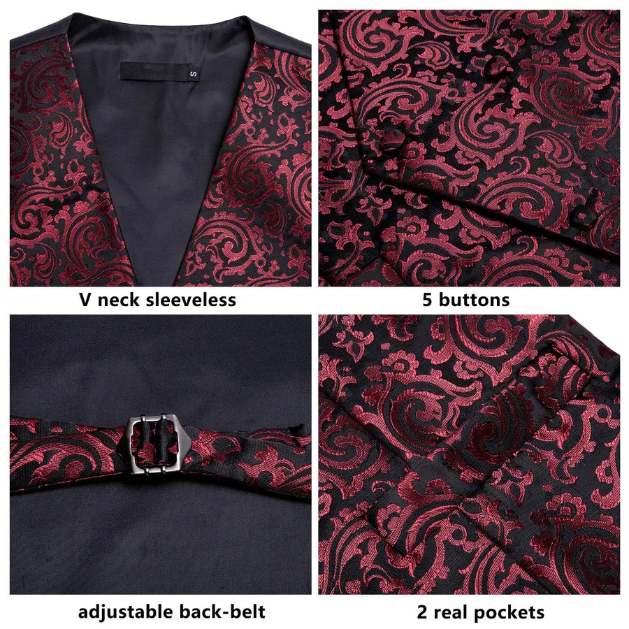 Scarlet & Ebony Paisley Silk Vest Set