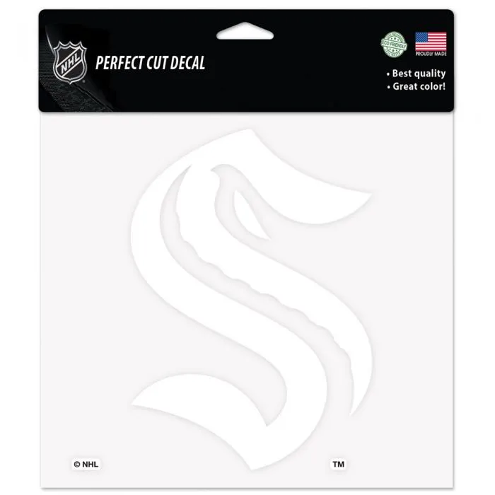 Seattle Kraken Perfect Cut Decal 8" x 8" - White