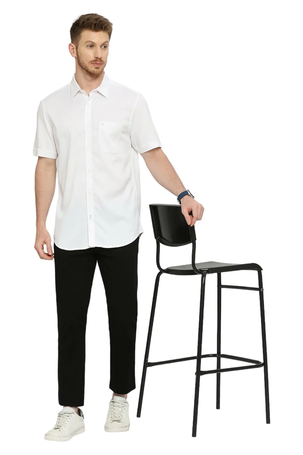 Slim Fit Tencel Polyester Stretch Dobby Halfsleeves Shirt