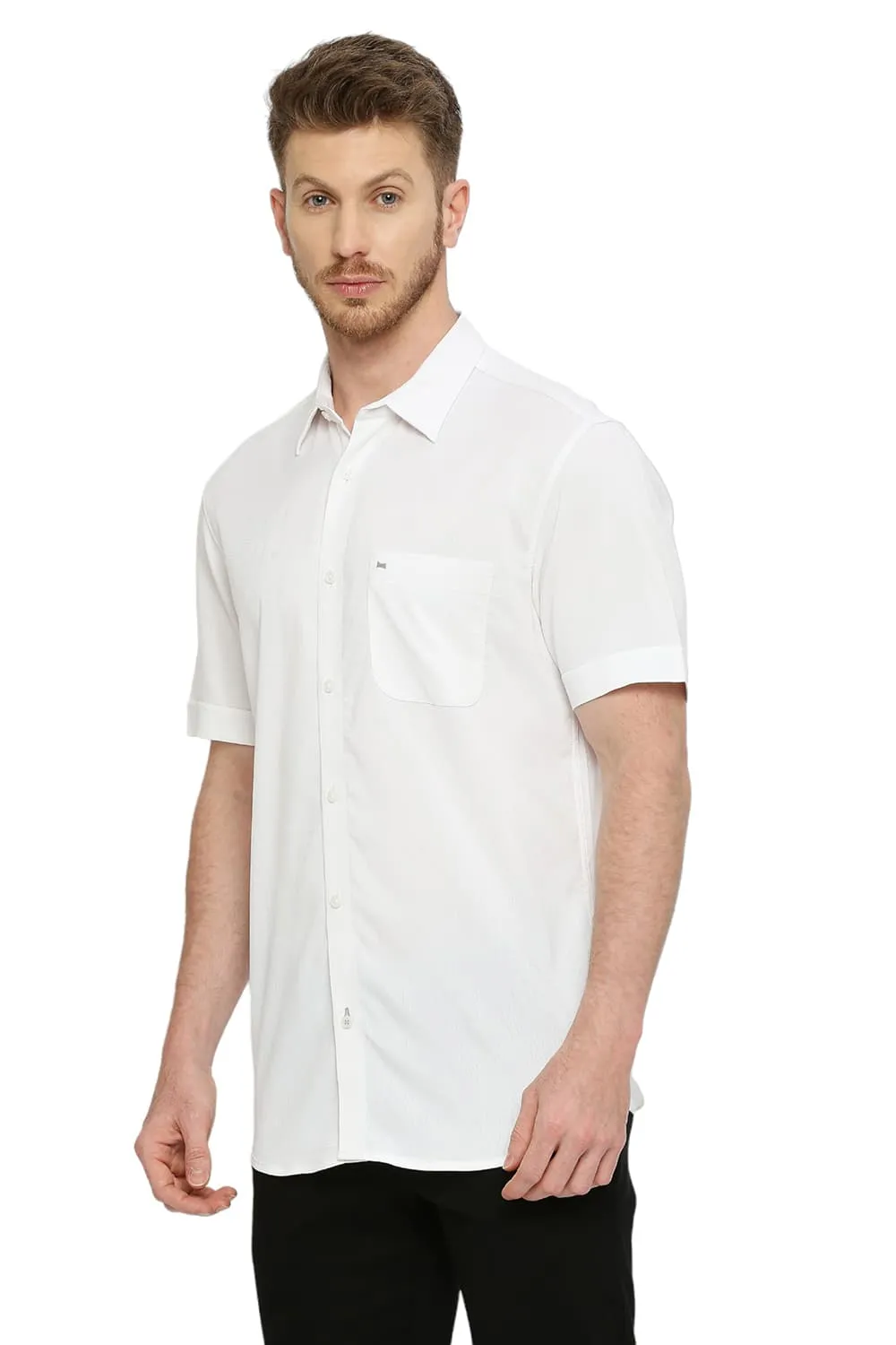 Slim Fit Tencel Polyester Stretch Dobby Halfsleeves Shirt
