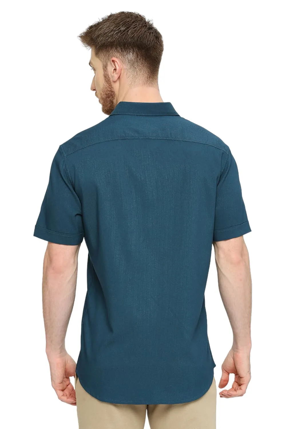 Slim Fit Tencel Polyester Stretch Dobby Halfsleeves Shirt