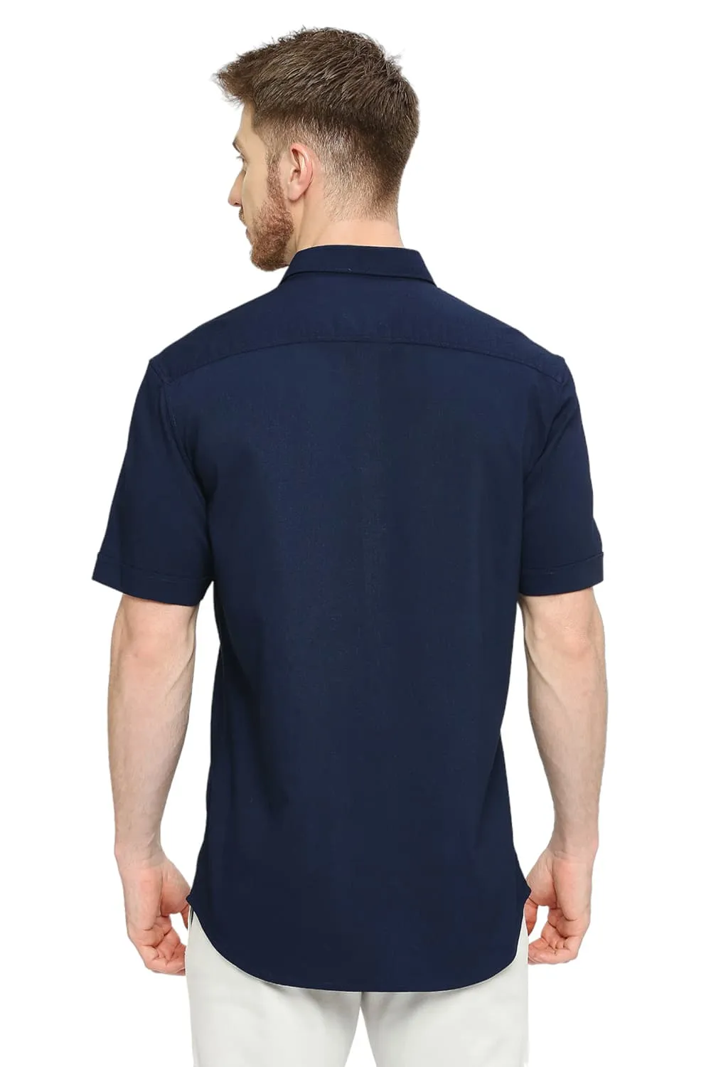 Slim Fit Tencel Polyester Stretch Dobby Halfsleeves Shirt