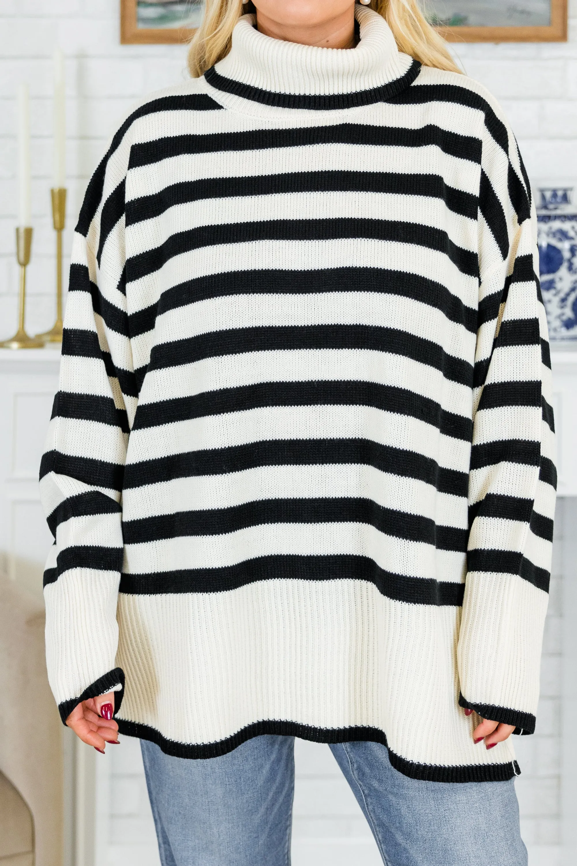 Striped Moments Sweater, Black