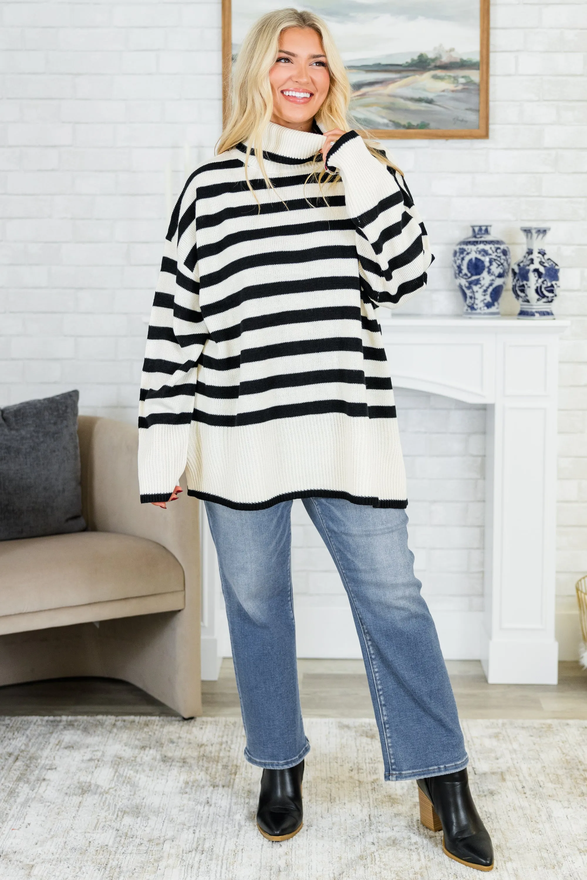 Striped Moments Sweater, Black