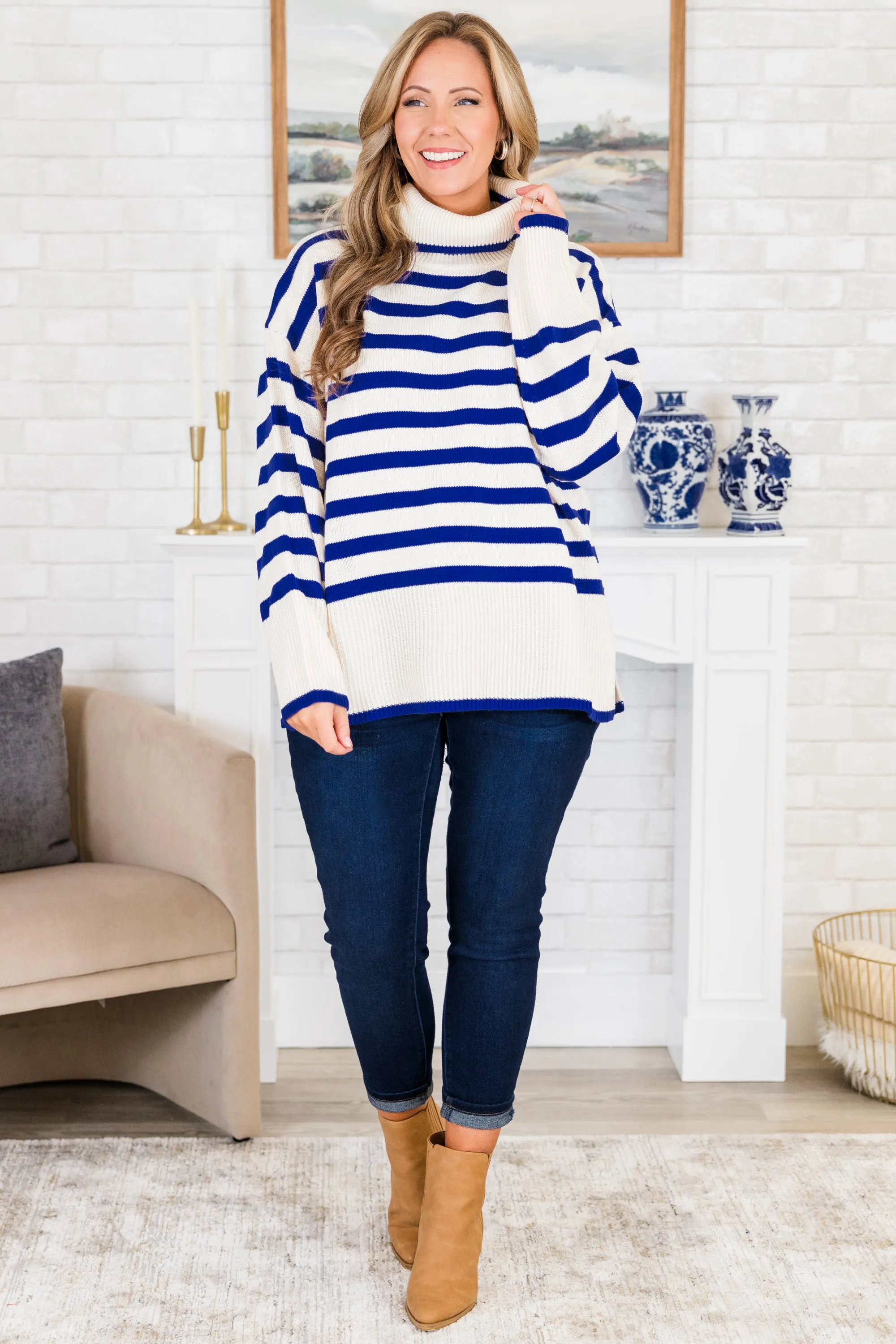 Striped Moments Sweater, Royal
