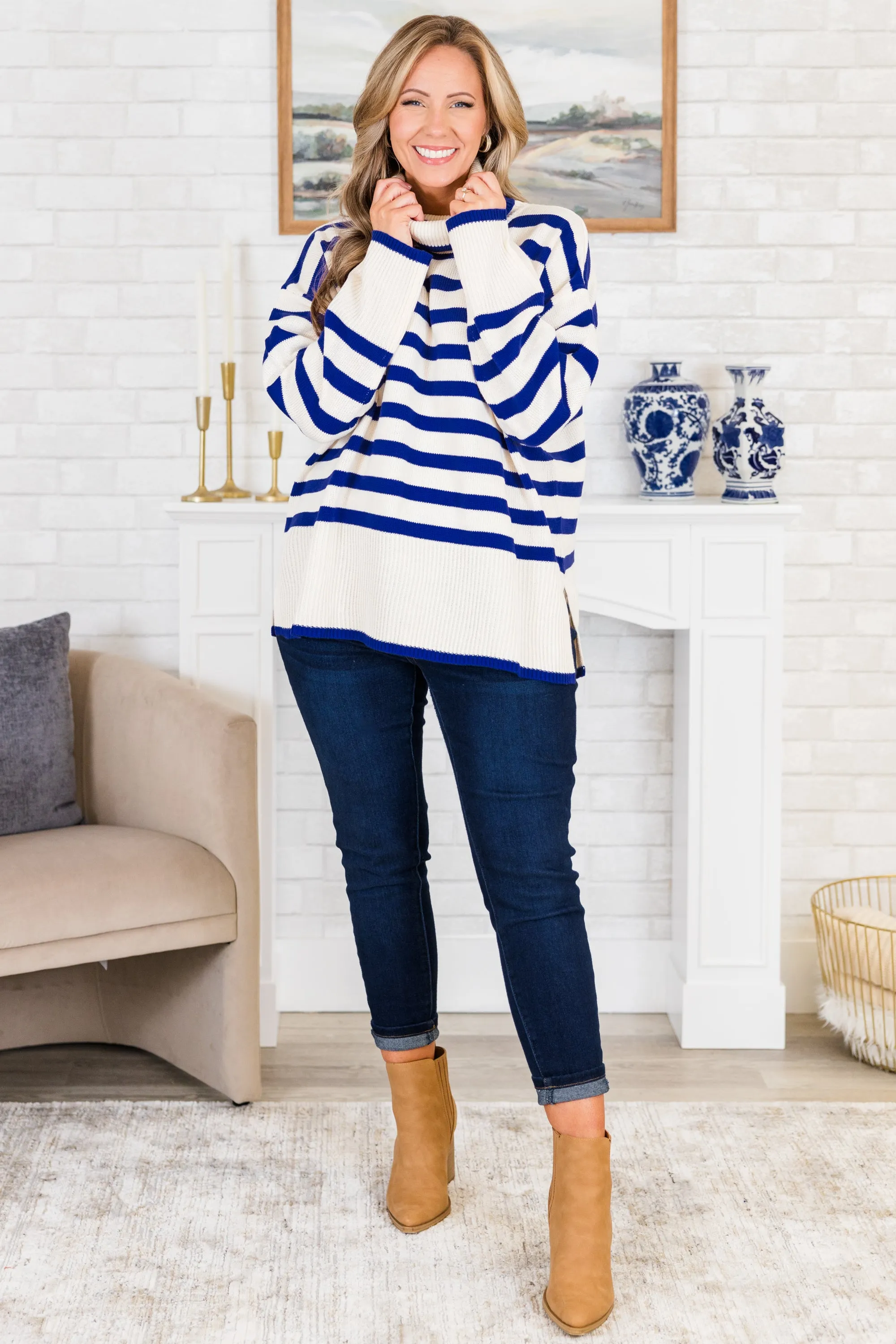 Striped Moments Sweater, Royal