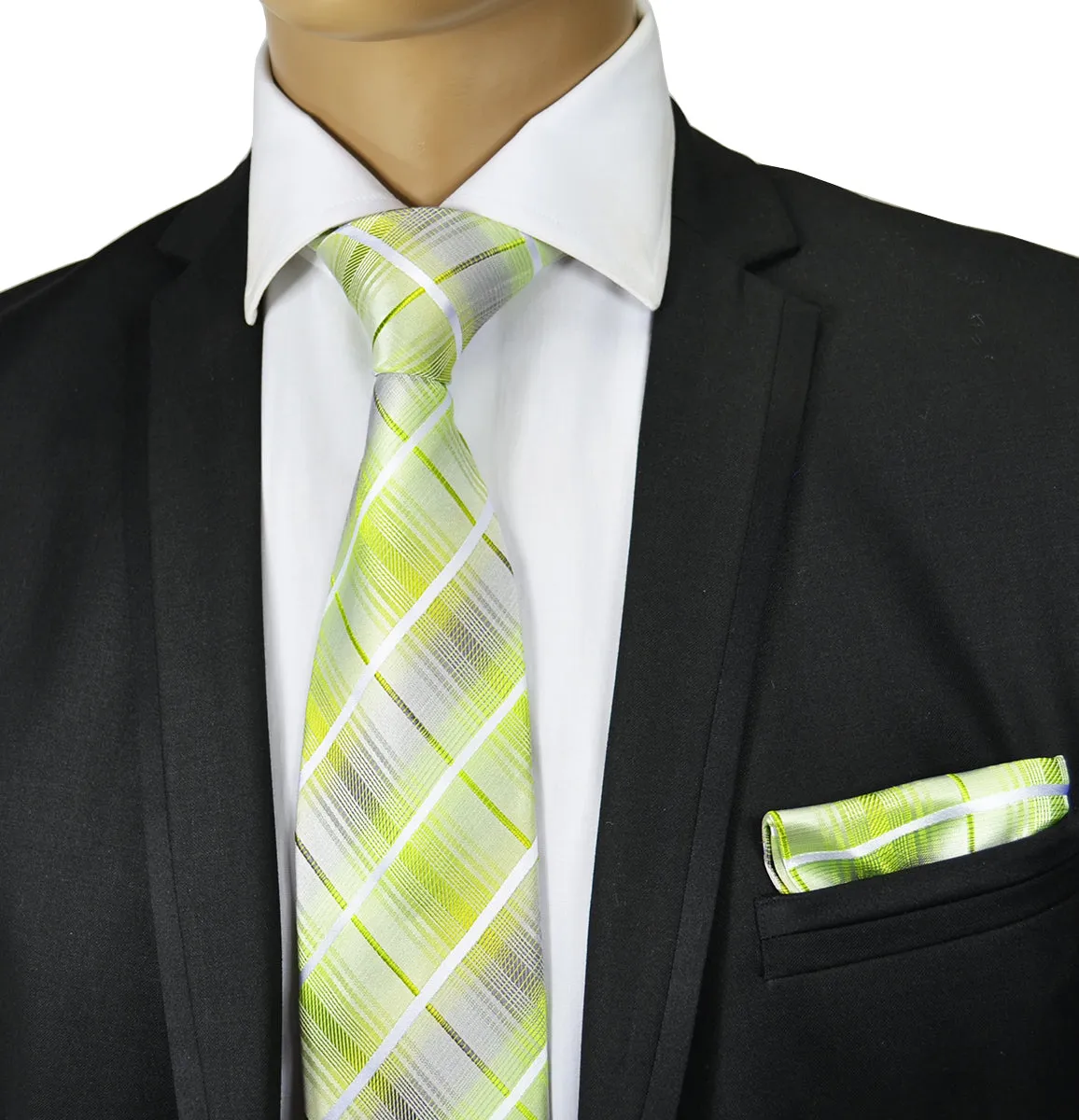 Summer Green Silk Tie and Pocket Square