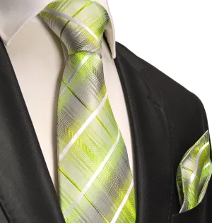 Summer Green Silk Tie and Pocket Square