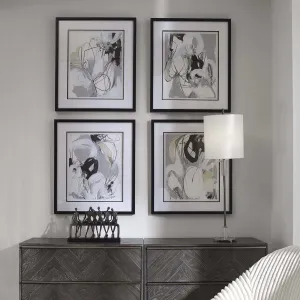 Tangled Threads Abstract Framed Prints, Set of 4