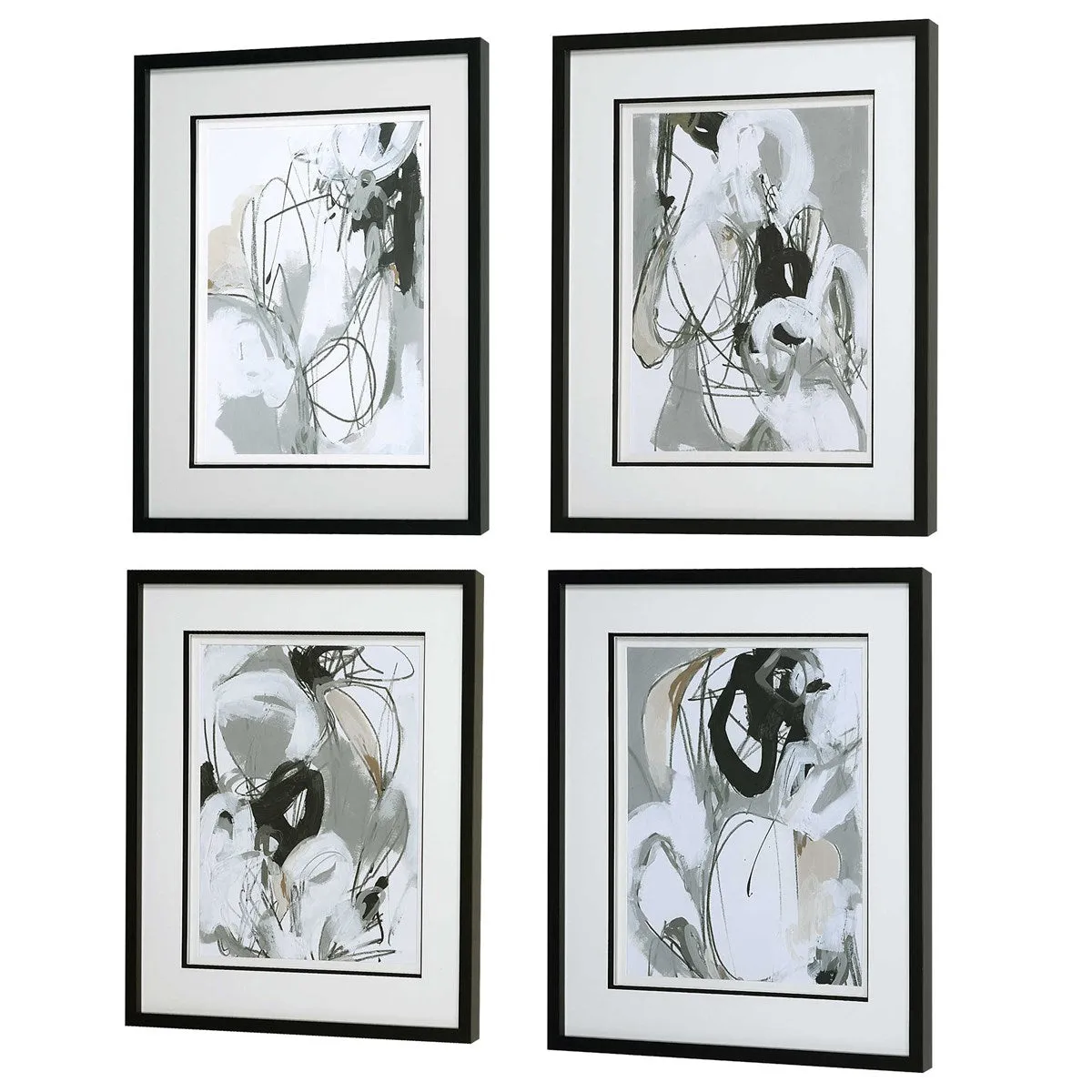 Tangled Threads Abstract Framed Prints, Set of 4