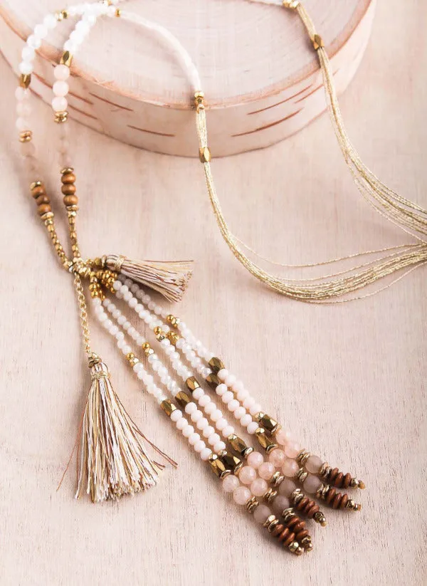 Thai Crystal Tassel Necklace