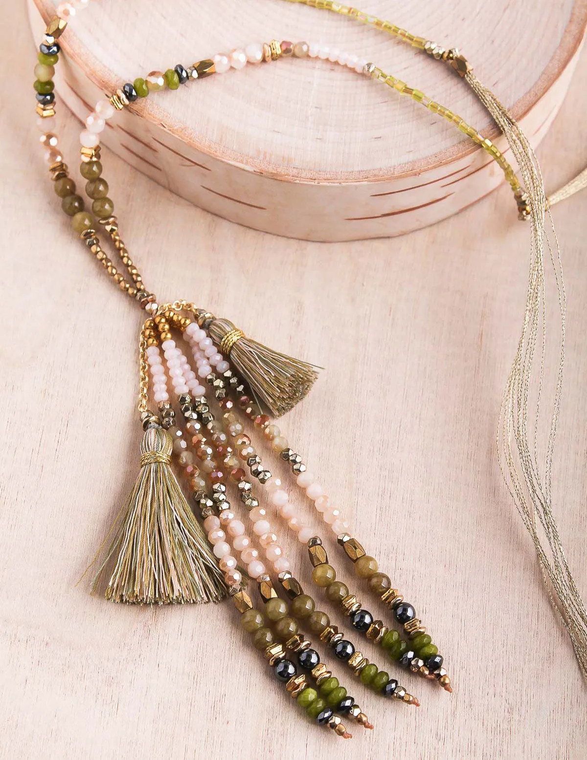 Thai Crystal Tassel Necklace