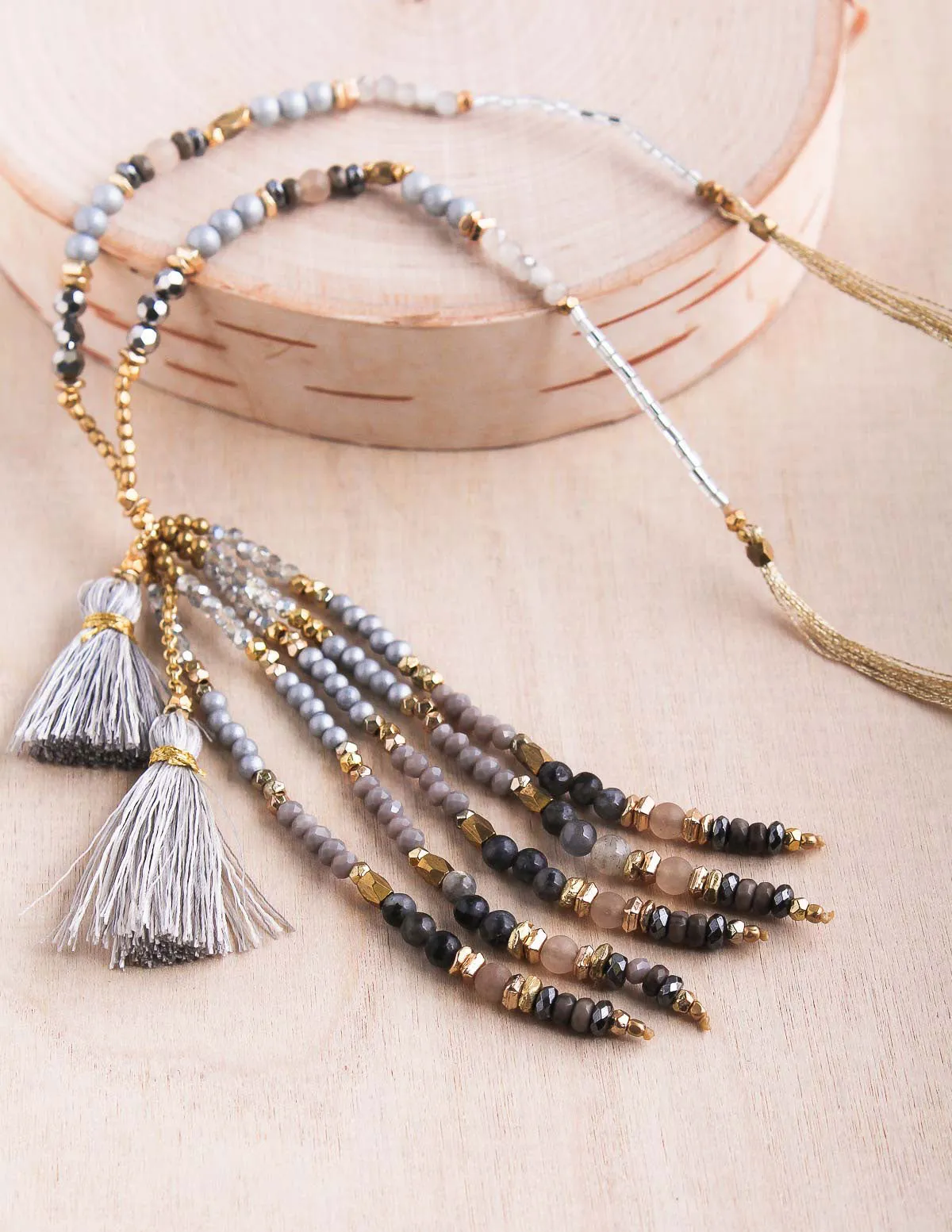 Thai Crystal Tassel Necklace
