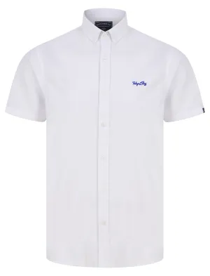 Tiberius Short Sleeve Oxford Cotton Shirt in White  - Tokyo Laundry
