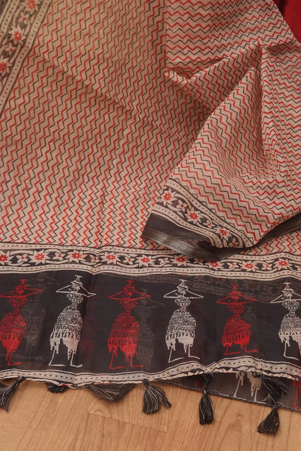 Vibrant Multicolor Block Printed Chanderi Silk Dupatta: A Fusion of Elegance and Tradition