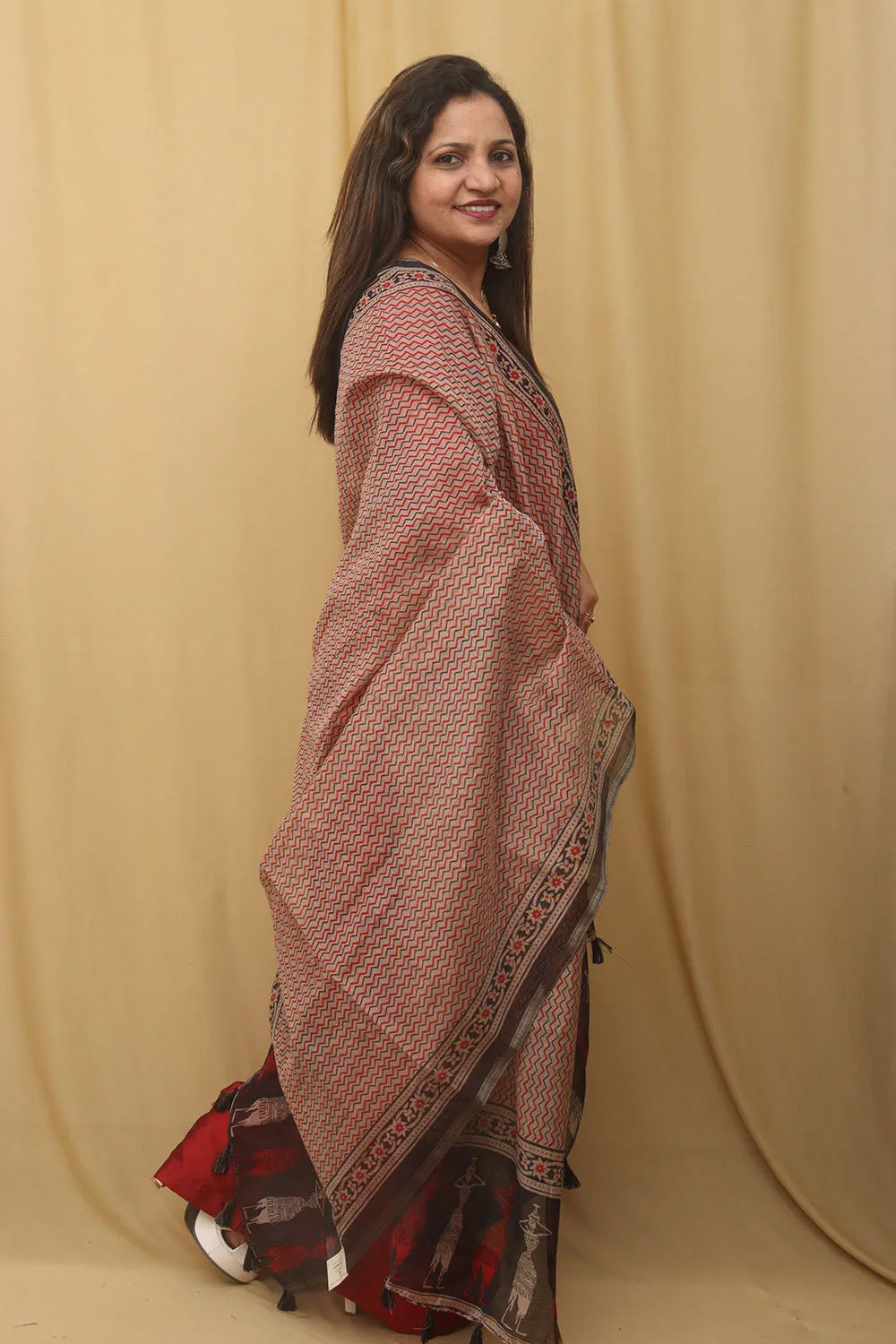 Vibrant Multicolor Block Printed Chanderi Silk Dupatta: A Fusion of Elegance and Tradition