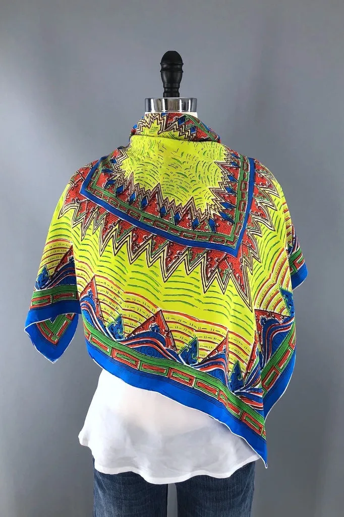 Vintage Silk Scarf Tribal Print
