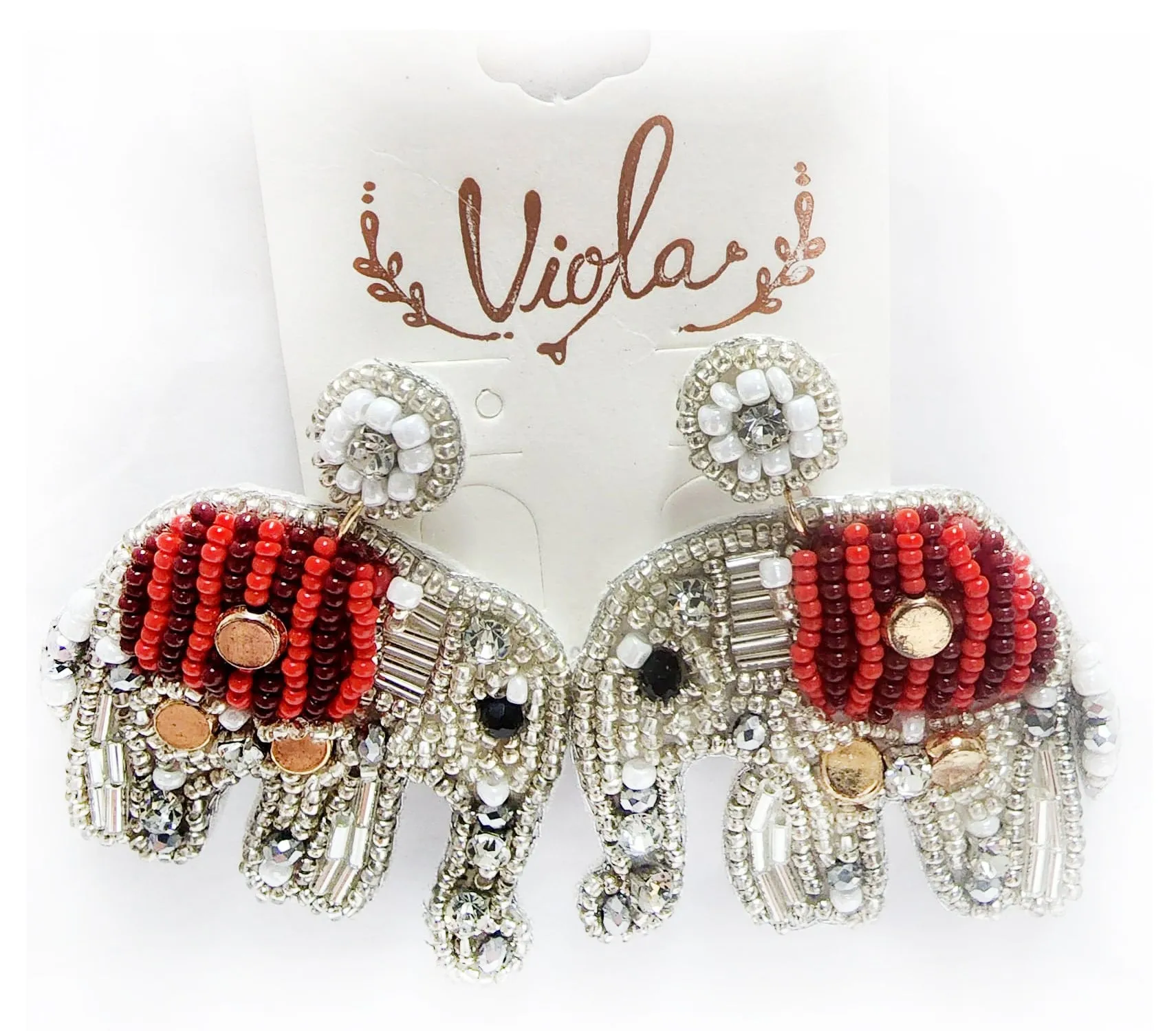 Viola Elephant Beaded Earrings