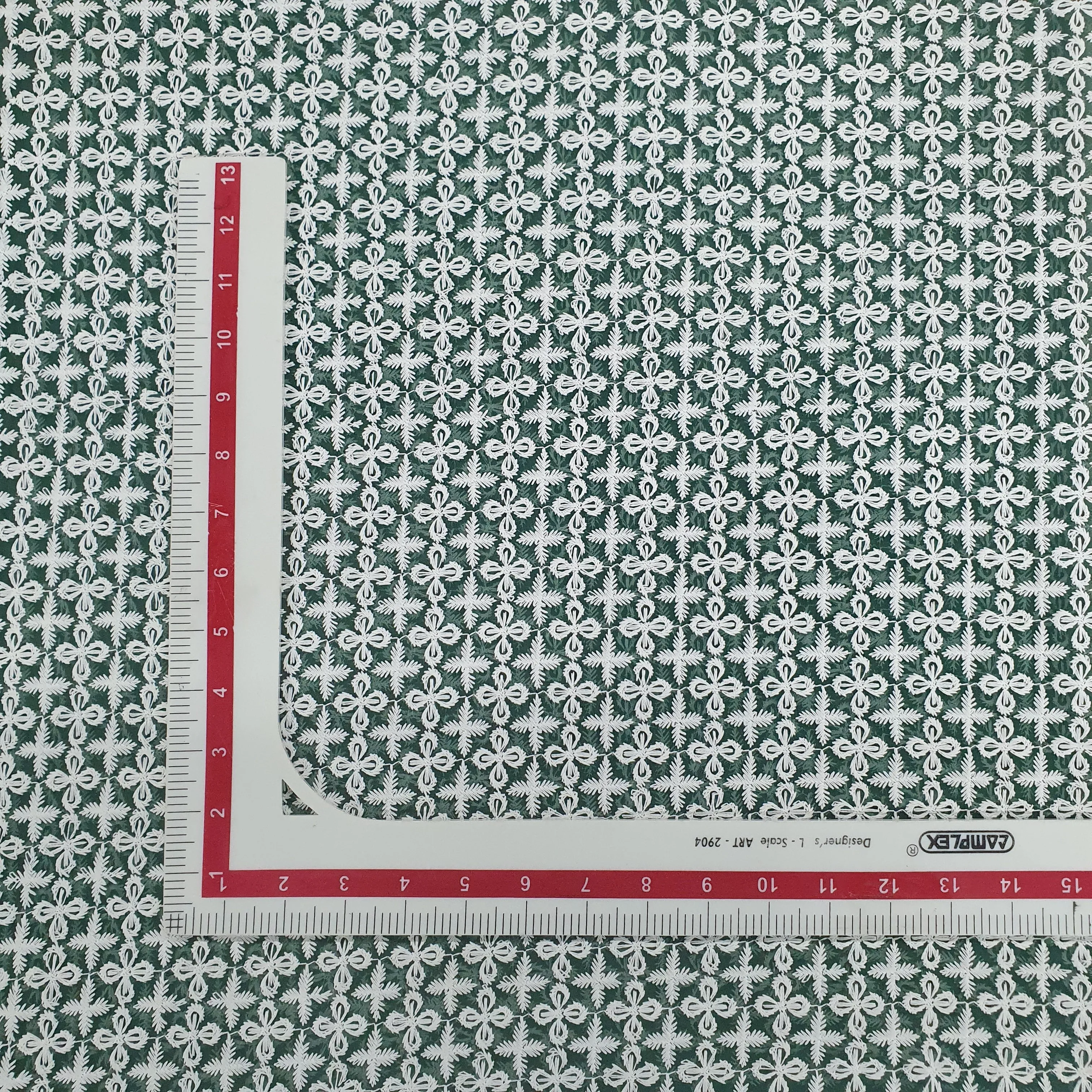 White & Green Embroidery Georgette Fabric