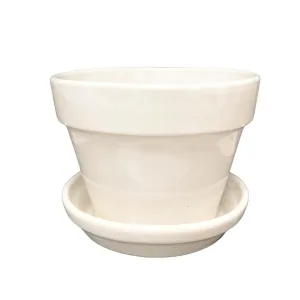 White Garden Terrace Pot - 5.5" Tall