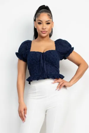 Women's Eyelet Embroidered Smock Top